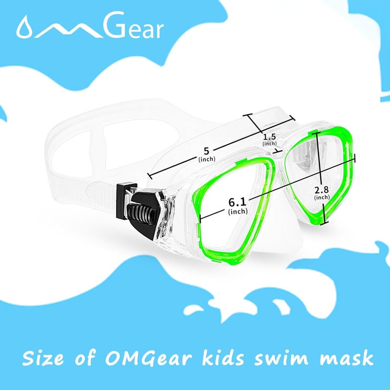 OMGear Goggles Kids Swimming Silicone Swim Mask Snorkeling Gear for Kids Tempered Glass Snorkel Goggles with Nose Cover Scuba Diving Goggles with Cute Neoprene Mask Strap Cover - Image 4